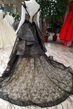 Black Tulle Prom Dresses Lace Up With Appliques Off The Shoulder ZX001