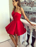 Strapless Red Short Homecoming Party Dresses with Ruffles PDA143 | ballgownbridal