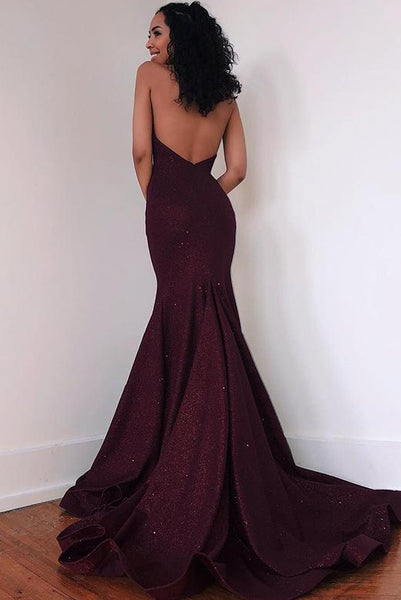 Mermaid Burgundy Prom Dresses 2019 Keyhole with Sweep Train ODA001 | ballgownbridal