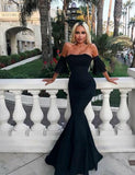 Mermaid Black Long Prom Dresses Off the Shoulder Evening Dresses PDA224 | ballgownbridal