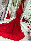 Mermaid Red Long Prom Dresses Sweetheart Evening Dress Sweep Train PDA203 | ballgownbridal