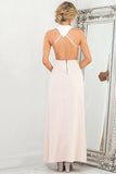 Sheath Jewel Ankle-Length Pearl Pink Cut Out Open Back Split Prom Dress LR212