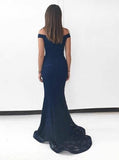 Mermaid Off-the-Shoulder Sweep Train Lace Prom Dress with Split PDA453 | ballgownbridal