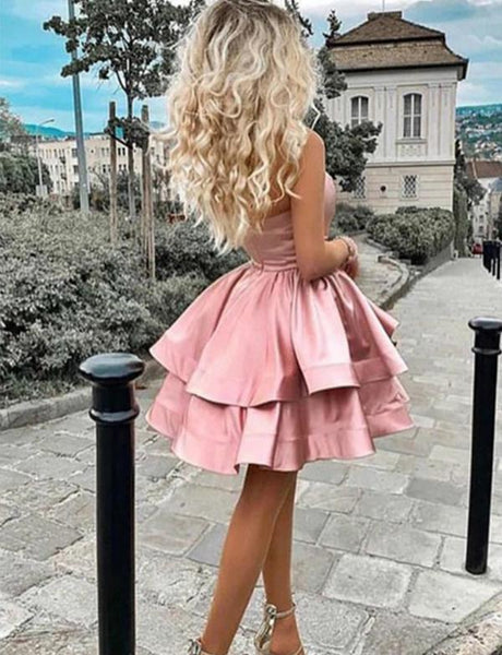 Princess A Line Halter Pink Short Homecoming Party Dresses with Ruched PDA104 | ballgownbridal
