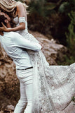 Mermaid Sweetheart Sweep Train Lace Beach Wedding Dress AHC556 | ballgownbridal