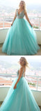 Unique Green Tulle Long Lace A Line Senior Prom Dress PDA440 | ballgownbridal