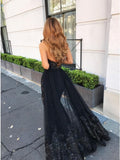 Mermaid Sweetheart Backless Black Beaded Long Prom Dress with Appliques Split PDA383 | ballgownbridal