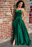 Navy Blue Prom Dresses Spaghetti Straps Evening Dresses Split Front ODA006 |  ballgownbridal