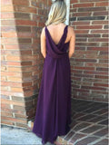 Sheath V-Neck Backless Floor-Length Purple Prom Dress with Beading PDA303 | ballgownbridal