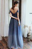 Stunning Blue Tulle Beaded Long Dress PDA481 | ballgownbridal