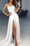 Navy Blue Prom Dresses Spaghetti Straps Evening Dresses Split Front ODA006 | ballgownbridal