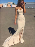 Mermaid Sweetheart Sweep Train Ivory Elastic Satin Prom Dress PDA271 | ballgownbridal