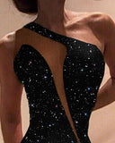 Glitter Cut Out Sleeveless Slit Sequins Prom Dress MG3302