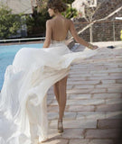 A-Line High Neck Tulle Long Prom Dress With Beadings, Evening Dress SJ211171