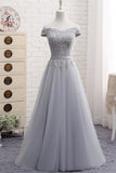 A-Line Sweetheart Off The Shoulder Tulle Long Prom Dress, Evening Dress SJ211117