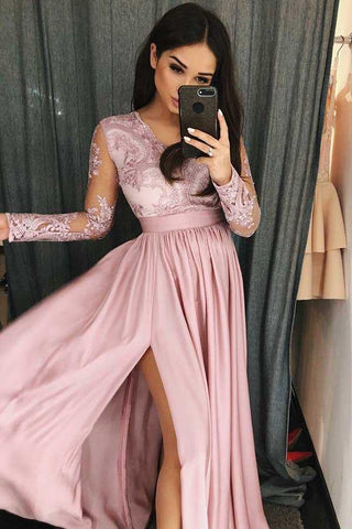 products/A-Line-V-Neck-Long-Sleeves-Blush-Satin-Prom-Dress-With-Appliques-Split02.jpg