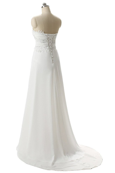 A-line Lace Chiffon Long Beach Wedding Dresses SJ210903