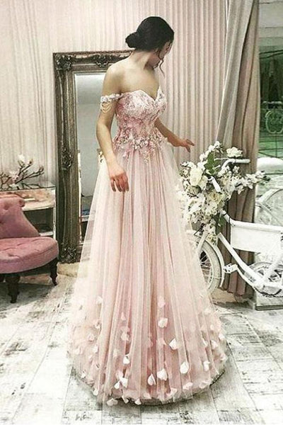 A-Line Off-The-Shoulder Long Prom Dress With Lace, Evening Dress SJ211153