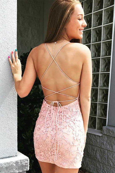 Cute A- line Appliqued Short Prom Dress With Lace, Homecoming Dress  SJ210922