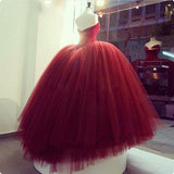 Sweetheart Red Ball Gown Long Prom Dress With Beadings, Evening Dress SJ211144