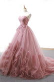 Ball Gown Prom Dresses Sweetheart Sweep Train Dusty Pink Long Fairy Prom Dress PDA570 | ballgownbridal