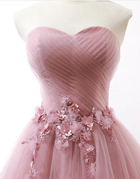 Ball Gown Prom Dresses Sweetheart Sweep Train Dusty Pink Long Fairy Prom Dress PDA570 | ballgownbridal