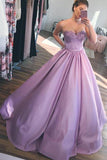 Fancy Lavender Ball Gown Sweetheart Long Prom Dresses With Appliques SJ211113