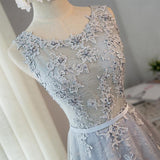 Beautiful Light Grey Tulle Backless Long Prom Dress, Homecoming Dress SJ211042