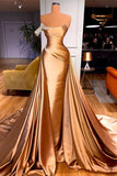 Chic One Shoulder Crystal Mermaid Prom Dress With Sweep Train CW1658