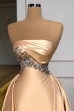 A-line Champagne Strapless Beading Overskirt Long Prom Dress PC3710