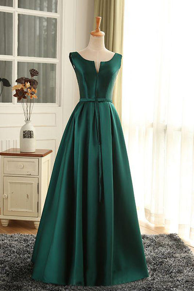 Cheap Prom Dresses Sexy Scoop Dark Green Satin Long Prom Dress/Evening Dress PDA577 | ballgownbridal