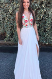 Chic Prom Dresses A Line Criss-cross Straps Embroidery Long Red Prom Dress  PDA608 | ballgownbridal