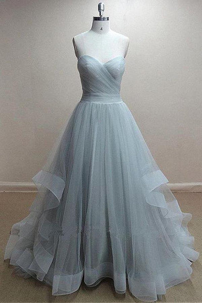 Fancy A-Line Tulle Sweetheart Neckline Floor-Length Prom Dress, Evening Dress SJ211057