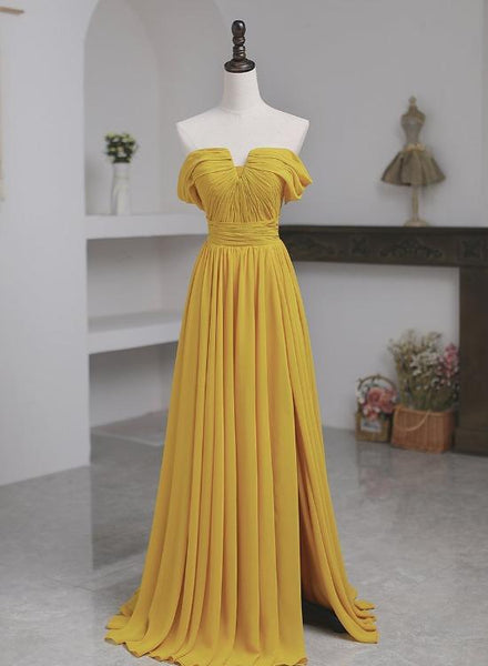 A-Line Chiffon Sweetheart Long Prom Dress With Pleats, Evening Dress SJ211129