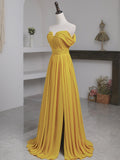 A-Line Chiffon Sweetheart Long Prom Dress With Pleats, Evening Dress SJ211129