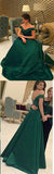 Elegant Green Off-the-Shoulder Ball Gown Prom Dresses CR6517