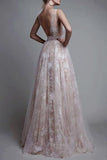 A Line Prom Dresses,V-neck Sexy Evening Party Dresses, Long Formal Dress 