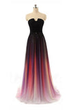 Black Navy Blue Ombre Chiffon Long Prom Dress GY132