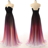 Black Navy Blue Ombre Chiffon Long Prom Dress