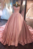 Pink Sweetheart Lace Long Ball Gown Prom Dress,sweet 16 dress GY148