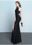Charming Simple Style Long Sheath Sexy Cheap Black Prom Dresses 