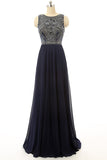 Cheap Prom Dress Navy Blue Beaded Long Graduation Dresses GY190