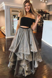 Gray Tulle 2 Pieces Layered Long Prom Dress PDA555 | ballgownbridal