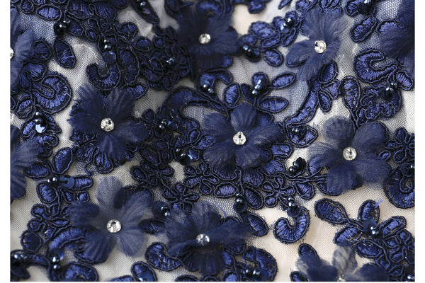 Fancy A Line  Blue Sleeveless Open Back Long Prom Dress, Evening Dress ZIK008