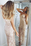 Sexy Mermaid Spaghetti Straps Long Prom Dress With Split SJ211061