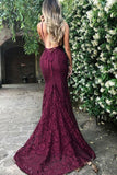 Mermaid Deep V-Neck Lace Sleeveless Prom Dress, Evening Dress SJ211054