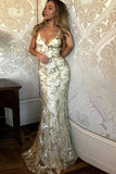 Mermaid Spaghetti Straps Tulle Prom Dress With Appliques, Evening Dress SJ211155