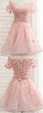 Off Shoulder Short Prom Dress With Applique, Homecoming Dress SJ210927