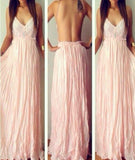 A-Line Deep V-Neck Backless Prom Dress, Evening Dress PDA480