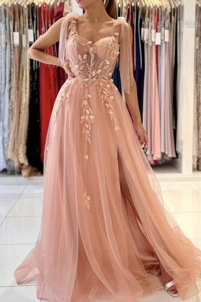 A line Pink Tulle Long Prom Dress, Evening Dress SJ211138